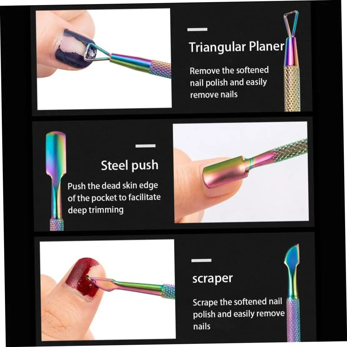 Cuticle Pusher Gel Nail Polish Remover Double End Dead Skin Scraper Manicure Tool Cuticle Pusher Nail Pusher Set Nail Clean