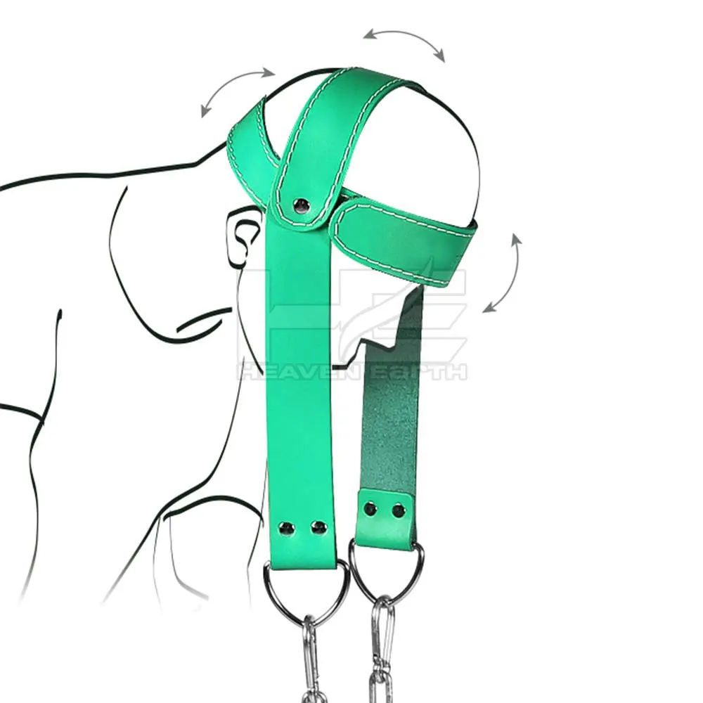 Adjustable Cow Hide Leather Head Harness Dipping Neck Builder Belt Weightlifting Boxing Head Harness