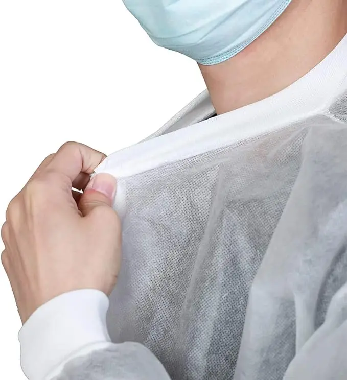 Adults Durable White Coat 2 Pockets with Knitted Cuffs and Collar Disposable Lab Coats