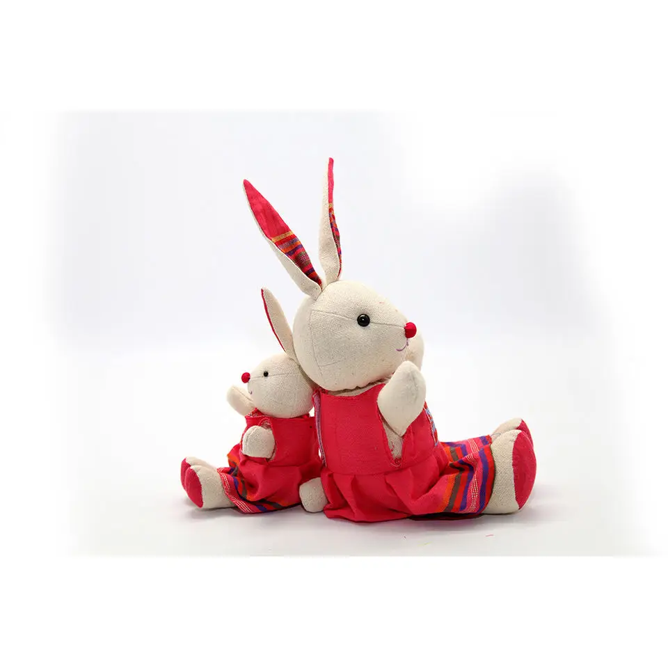Wholesale Best Price Lovely Cute Design Vietnam Toys PP Cotton Filling Small Rabbit with Traditional Thai Brocade Patterns