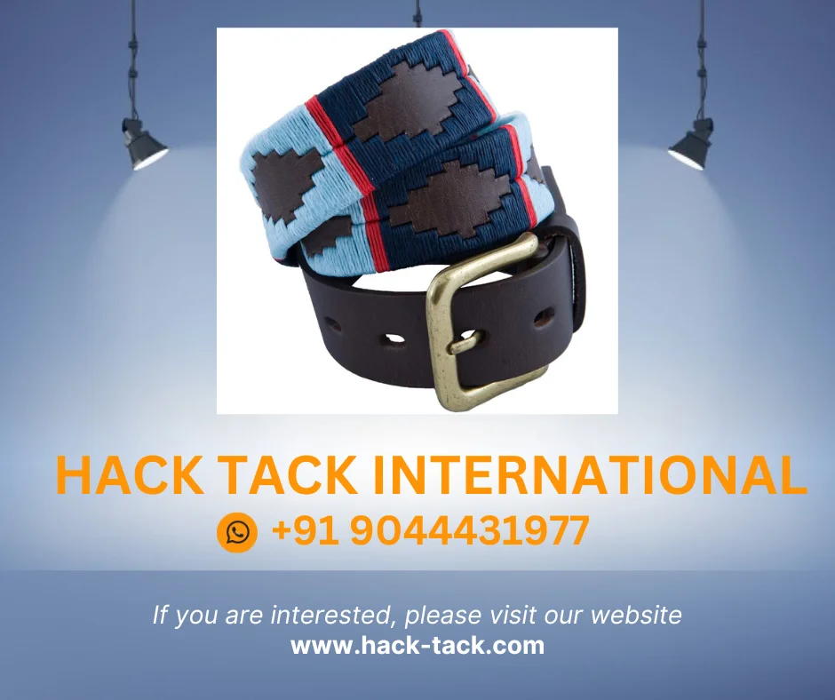 Polo Belt Navy/pale blue/ red stripe  Equestrian Genuine Leather Polo Argentina Belt