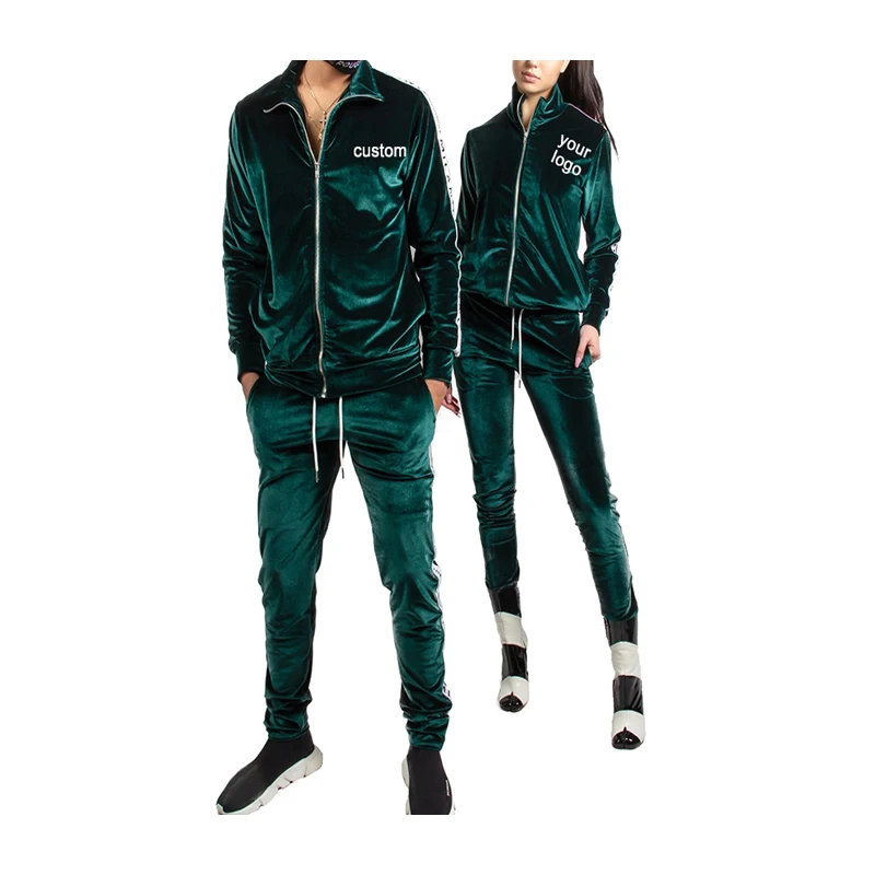 Velvet Tracksuit Tracksuits Hot Sale Velvet Jogging Polyester Velour Tracksuit For Men Multiple Colors Custom