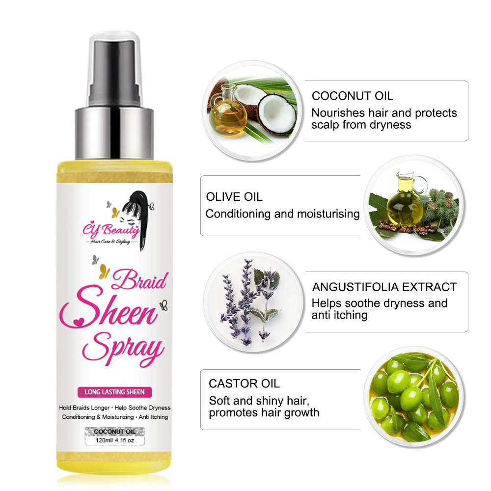 Bulk Custom Logo Extra Hold Dry Fast Styling Spritz Hair Silkening Mist Braid Sheen Spray