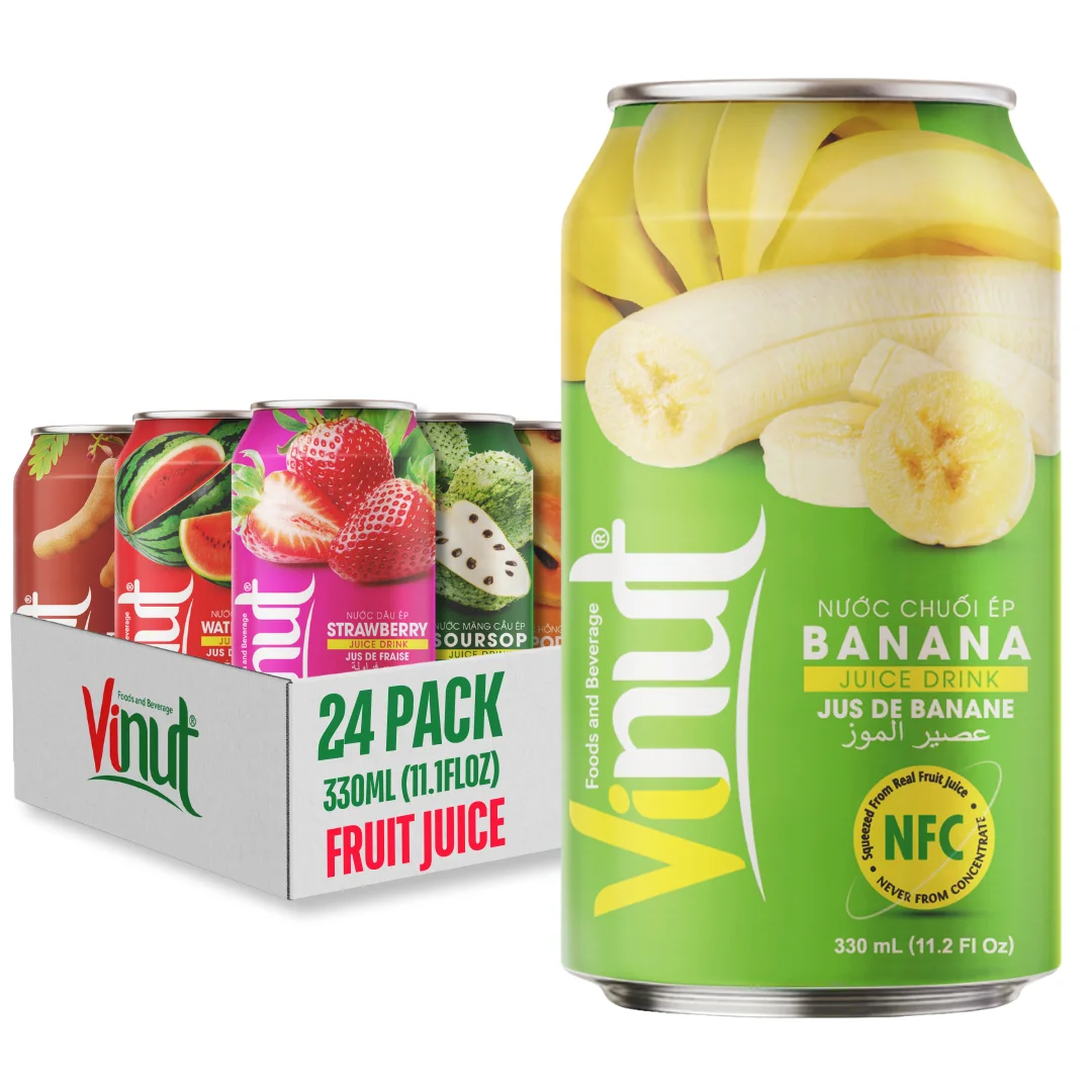 Wholesale Best Price Banana Juice Drink 330ml (11.1 floz) VINUT Vietnam Factory | Free Sample & Design, Private Label, (OEM,ODM)