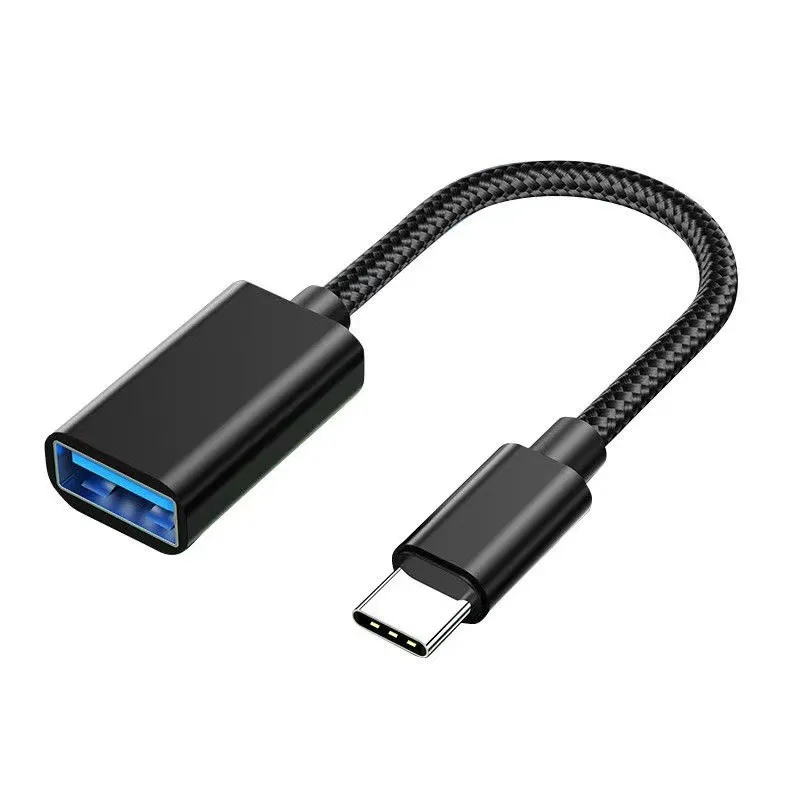 USB-C 3 1 Type-C папа-USB 0 Тип-Женский OTG адаптер конвертер кабель (нейлоновый Плетеный 16 см)