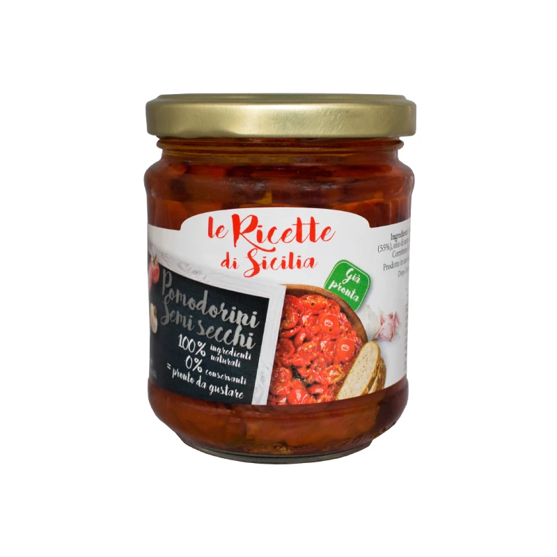 Made in Italy ready to eat food side dishes 190 gr semi dried cherry tomatoes in sunflower oil