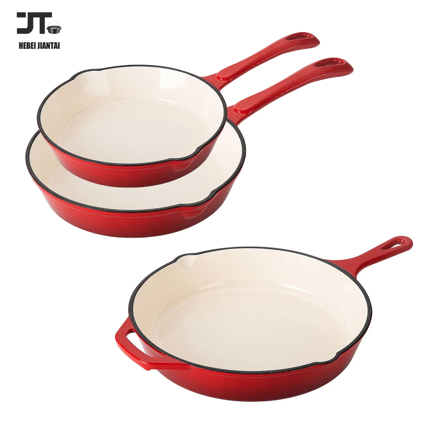 Pre-Seasoned Cast Iron Skillet 3 Pieces Kitchen Frying Pan Nonstick Cookware Set w/Drip Spout, For Electric Stovetop