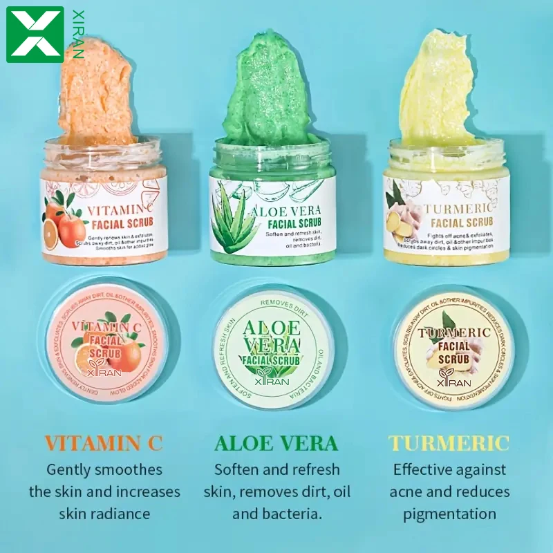 Custom Body Care Deep Cleansing Turmeric Facial Scrub Organic Body Scrub Vitamin C Whitening Exfoliating Turmeric Face Scrub