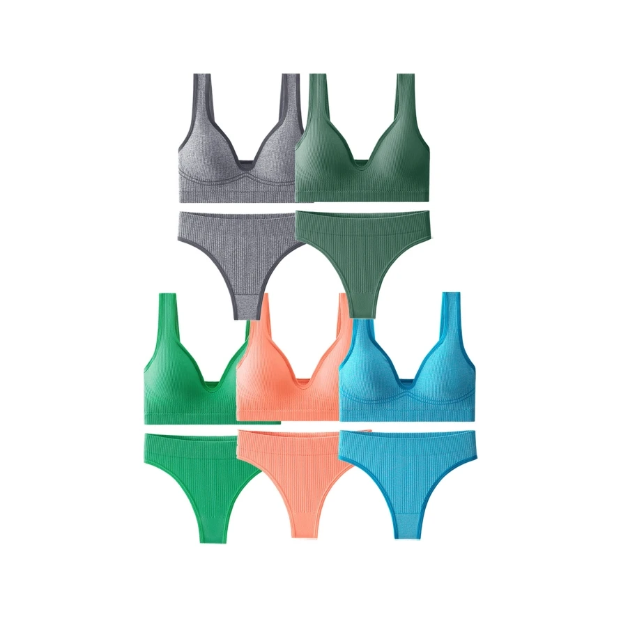 Cotton Wholesale Custom Sexy Seamless Wireless Plus Size Cotton Bra & Brief Sets Top/Elastic Padded Wholesale Bra And Panty Set