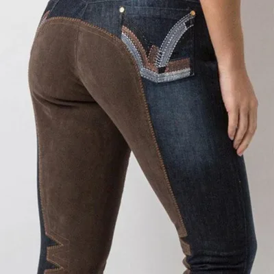 2023 Equestrian denim breeches Clothing Wholesale Thick Silicone Custom horse riding denim pant Logo Horse Riding Breeches