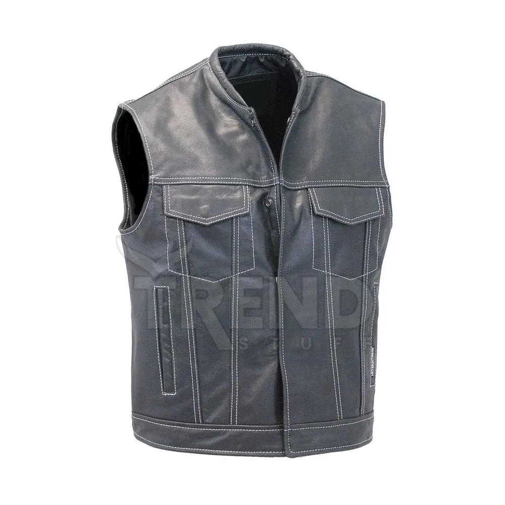 Top Quality Custom Logo Wholesale Leather Vest High Cheap Price Best Material Leather Vest