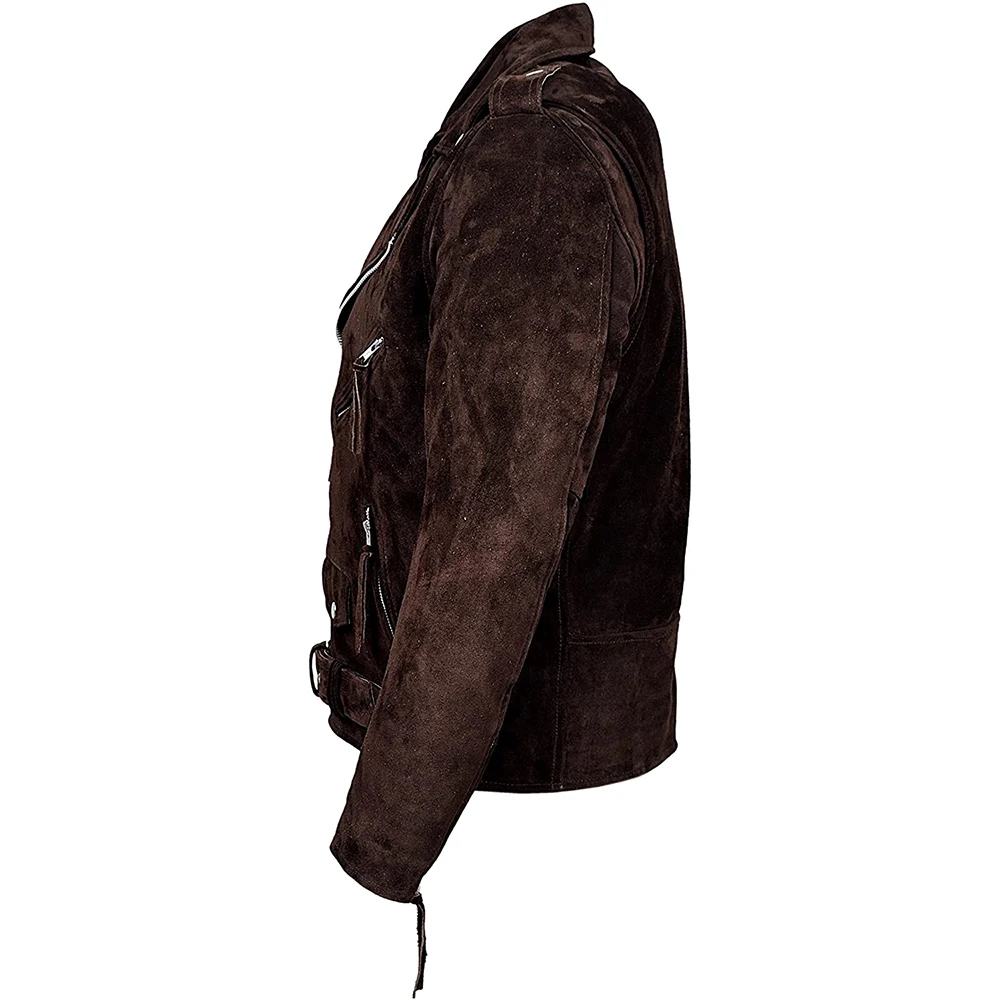 Hot Selling Autumn Winter Mens Slim Fit Suede Leather Jackets Customized Design Classic Motorcycle Biker Real Leather Jackets