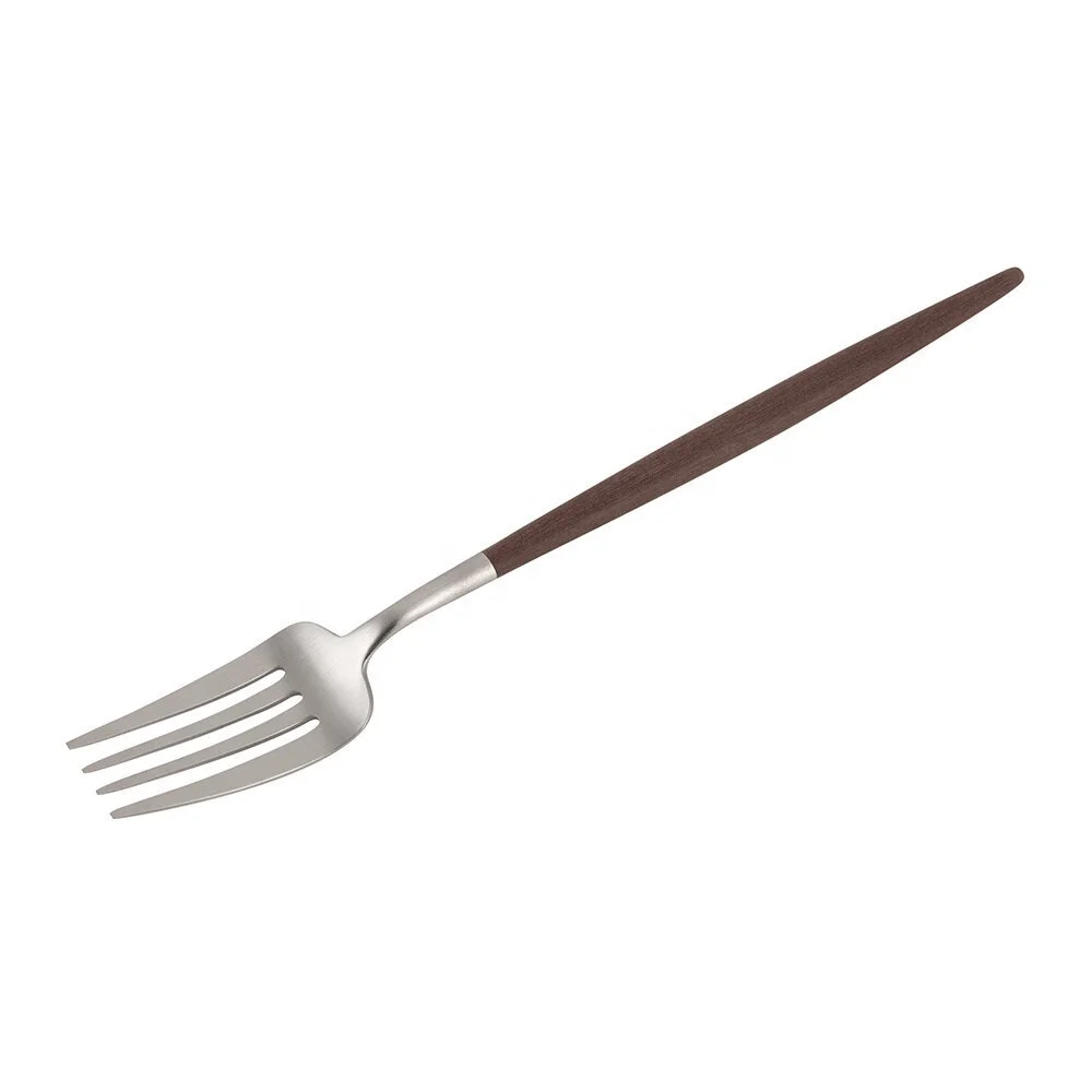 Dual Tone Premium Metal Cutlery Silver Brown Stainless Steel Fork Set of 6 Pieces Manufacturer Wholesaler