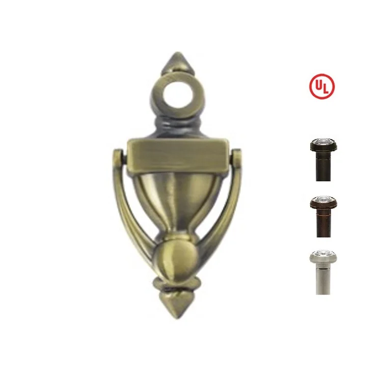 Твердая латунь, античная латунная отделка, дверной нож с 160 градусами просмотра