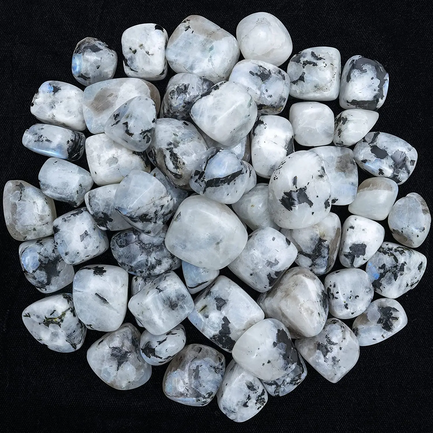 Natural Indian Stone Polished White Rainbow Moonstone Tumbled Stone For Wholesale Gemstone Rainbow Moonstone Tumbled