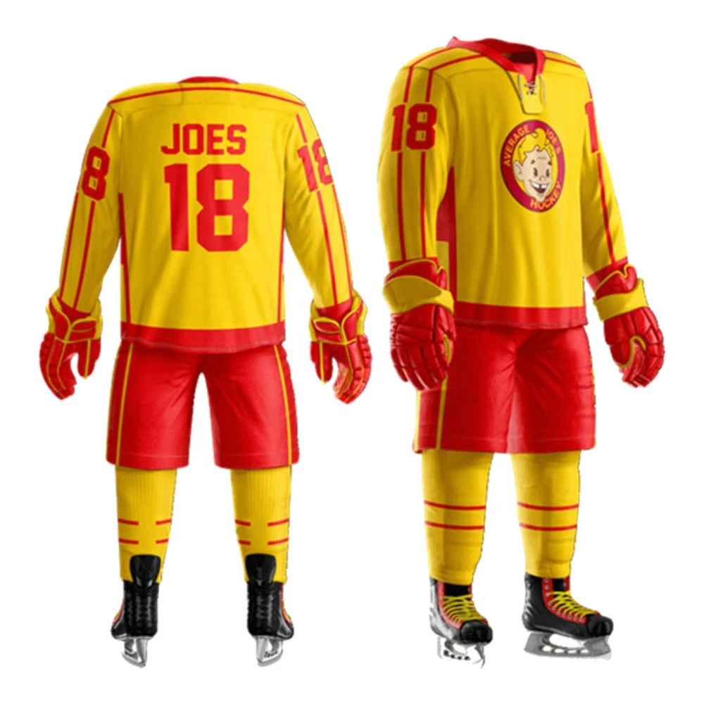 Ice Hockey Uniforms OEM Hot Selling Sublimation 100% Polyester Customized Team Name Customized Color Customized Sizes Men 5 Sets