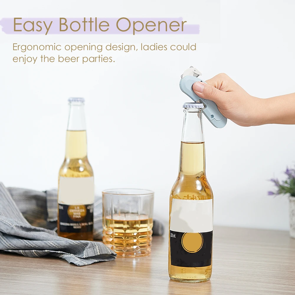 Promotional Gift Magnetic Beer Bottle Opener and Soda Can Opener with Concealed Blade for Cutting Box, Packing Tape, Shrink Wrap