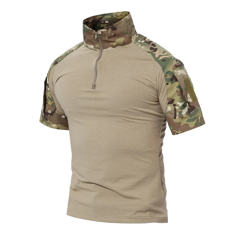 Hot Sale Men Tactical Combat T Shirt Custom OEM Manufacturer Long Sleeve T Shirt Camouflage Uniform  XXL
