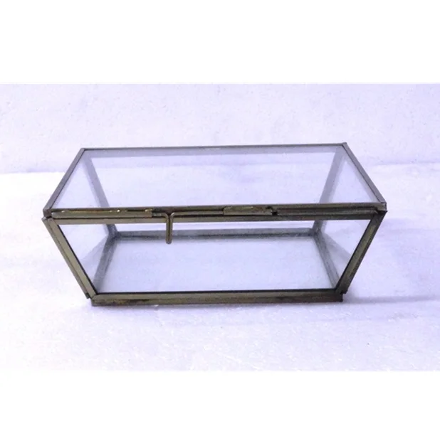 Antique Mirrored Glass Jewelry Box Gold Crystal Mirror Box Wholesale Custom Mirror Pattern Glass Jewelry Box For Wedding