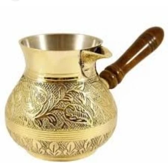 Classic Ottoman Design brass Colored 6-piece Turkish Coffee Set