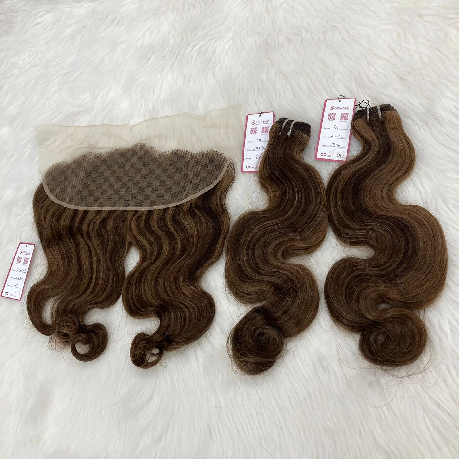 Top Luxury Quality  Machine Weft Mix Color #1A and #3Q Remy Hair 20 Inches Water Wave 100% Remy Top in hair extension