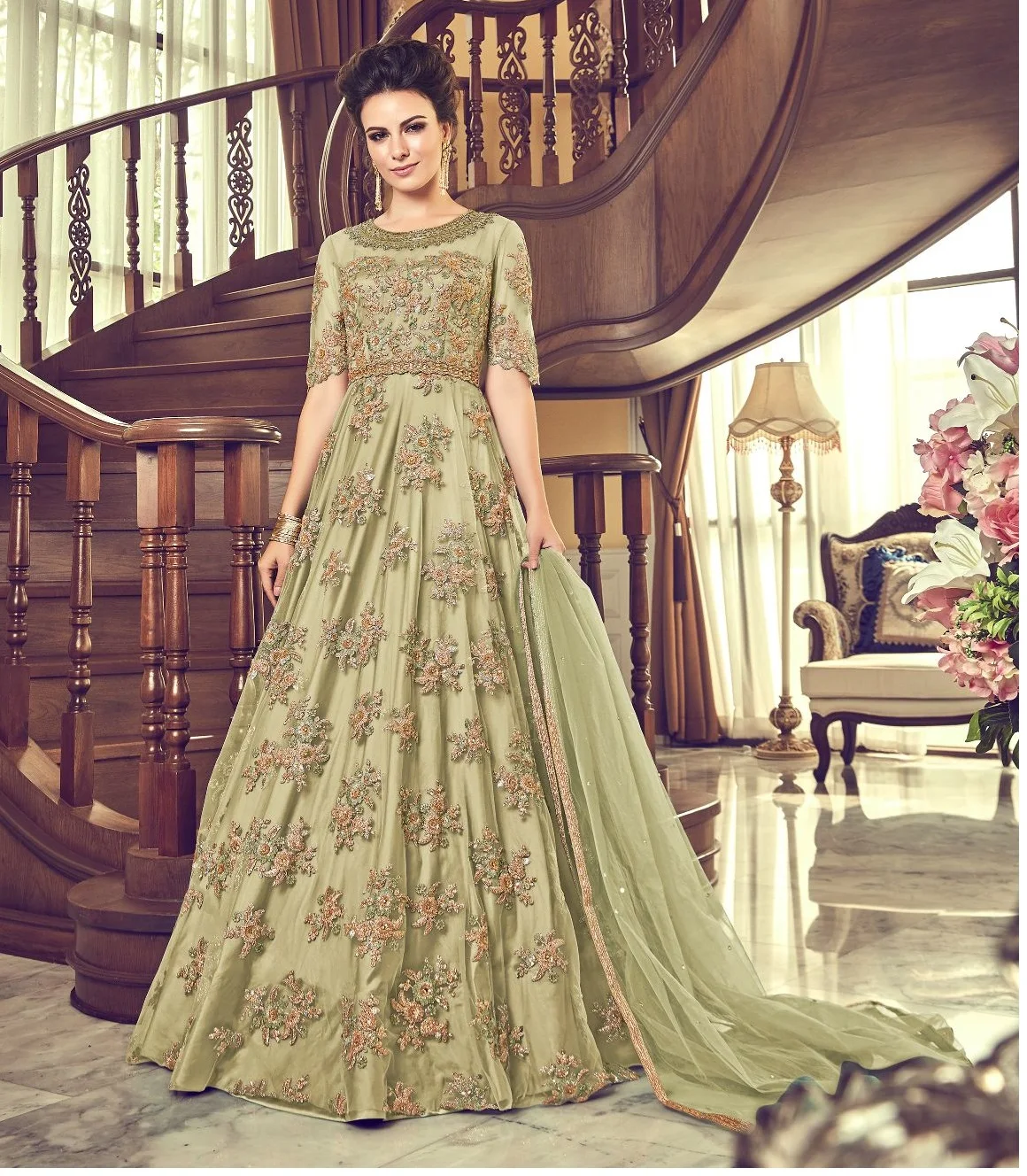 Latest collection 2021 Anarkali suit with heavy embroidery and stone work / wedding dress / traditional dress