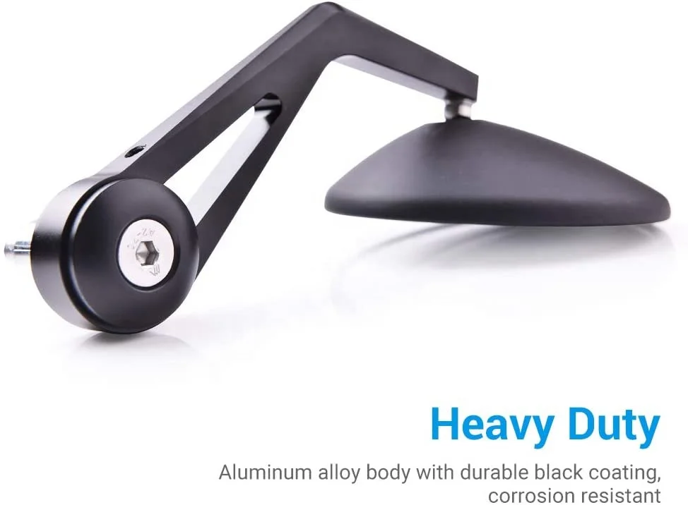 MICTUNING Custom Round Bar End Convex Lens Motorcycle Handlebar Rear View Mirrors Road Bike Mirror Motorcycle Rearview Mirrors