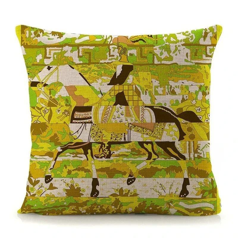 Couch Cushion Cover with Print  Embroidered Pillow Cover Cotton Linen Cushion Cover