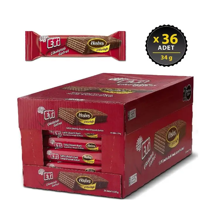 Eti Milk Chocolate Coated Wafer With Hazelnut Cream 34 gr x 36 All Time Fresh Date and Quality Service From Turkey