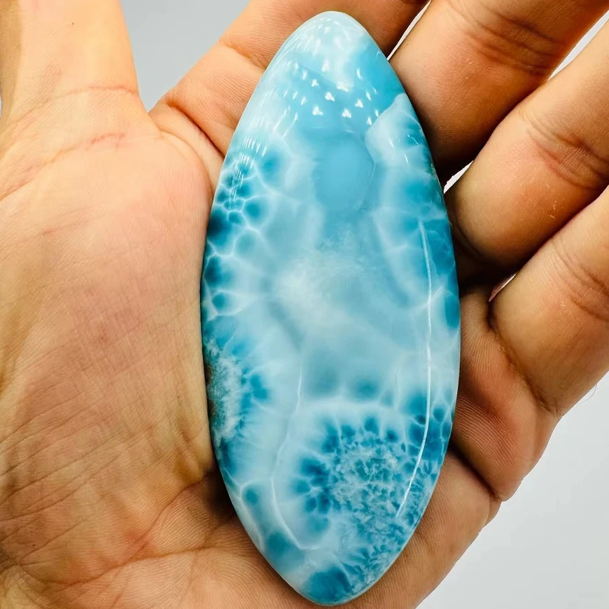 High Quality Handmade Larimar Loose Natural Crystal 9mm Oval Gemstone with Color Change Healing Properties for Jewelry Making