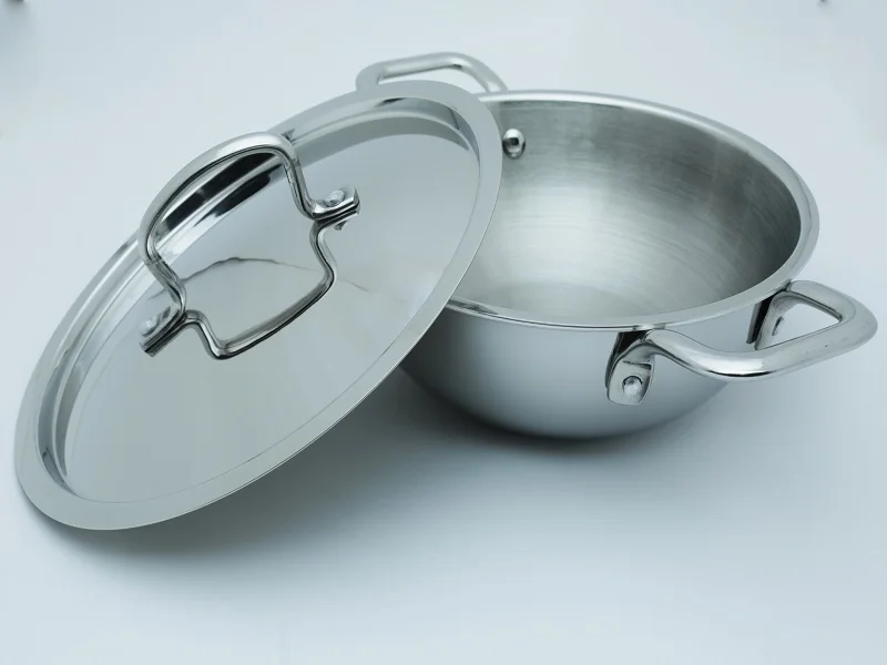 Factory Direct Stainless steel Kitchenware 3-ply Stainless Steel Honeycomb Non Stick Cooking Wok Pan Chinese Wok kadai Triply