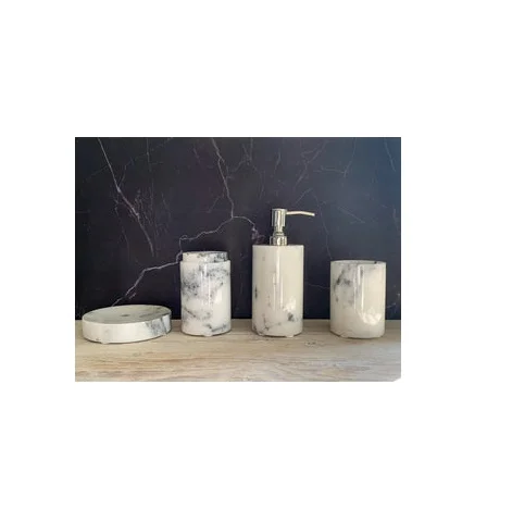 High quality marble bathroom set White Marble Hotel Bath Set Washroom Bathroom products Marble bathrooms accessories