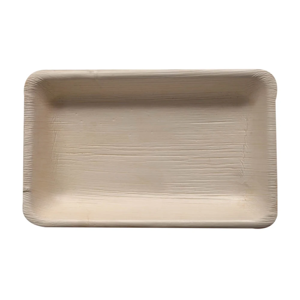 Wholesale Pricing Biodegradable Dinner Plate - 3.5 cm Flat Deep Rectangle Palm Leaf Disposable Plates for Party