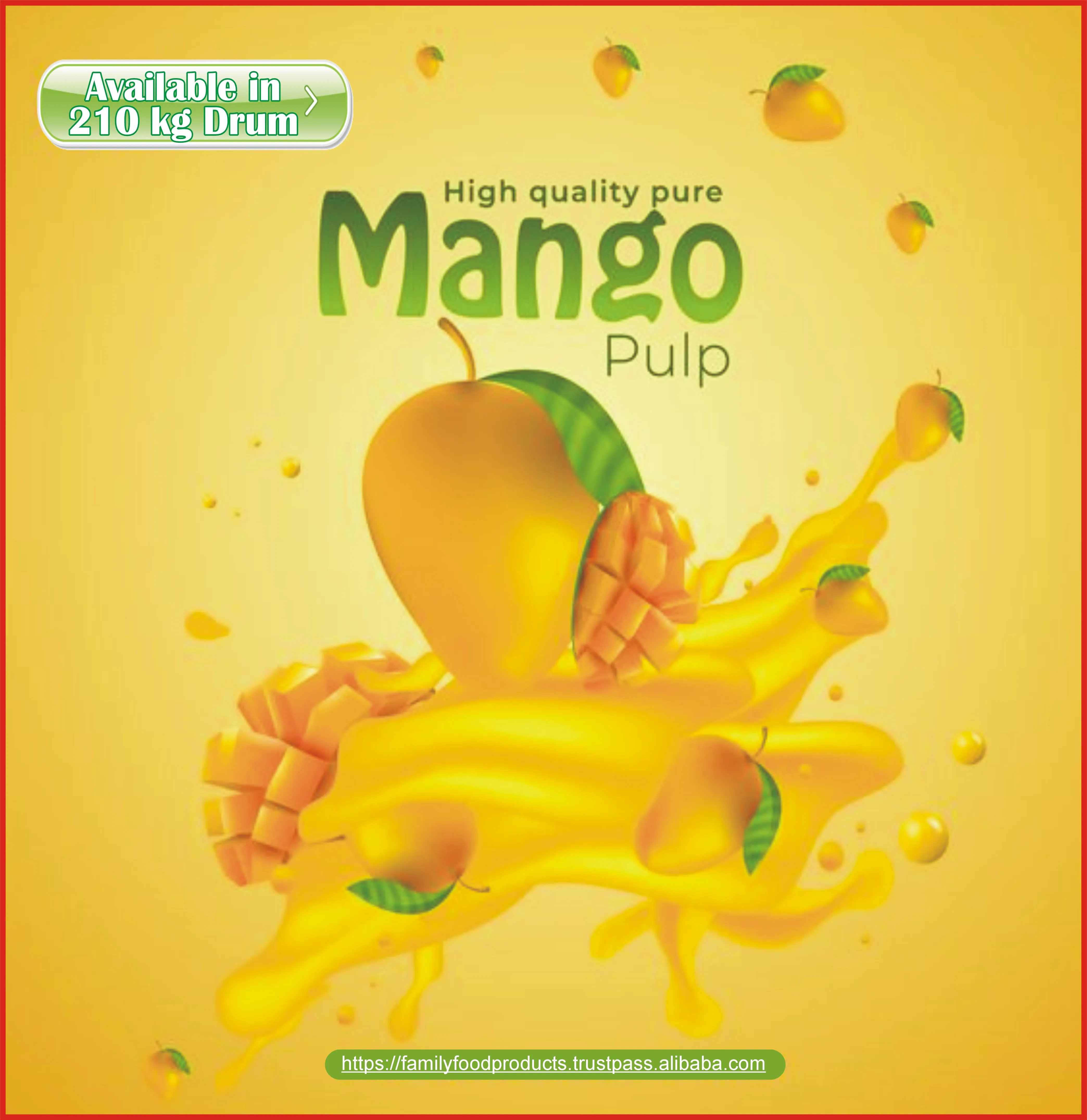 Premium Quality Mango Pulp Mango Puree Bulk Quantity Available 210 Kg Aseptic Bag In Drum Without Additives 100% High Quality