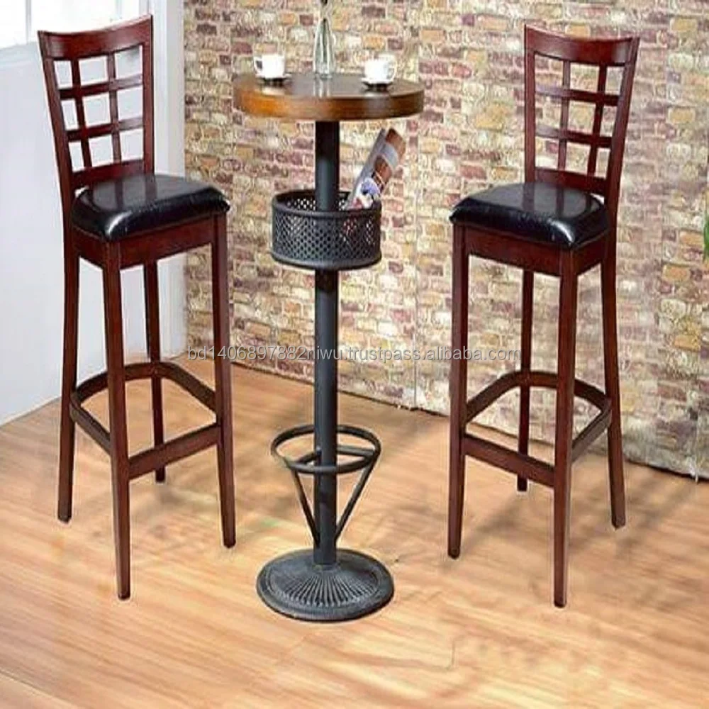 Modern design Fabric Cover Wooden Bar Stool Round /Rectangular/Square Seat Bar Chair With Beechwood Legs from Bangladesh