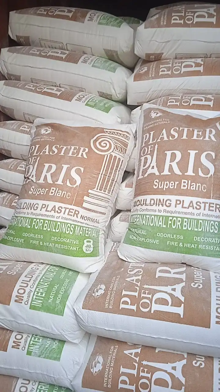 Egypt High quality Gypsum powder plaster of paris 0020 1027113228 OnlineTechnical Support Mesh 100 Packing  20/25/40/1000 kg bag