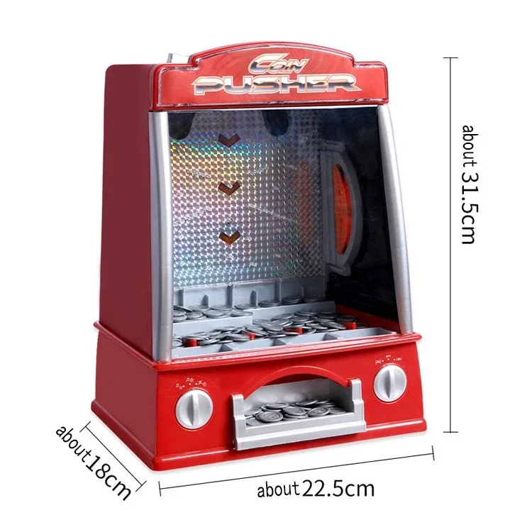 Retro Arcade Electronic Coin Pusher Machine Tabletop Game, Push The Coins Over The Edge to Win