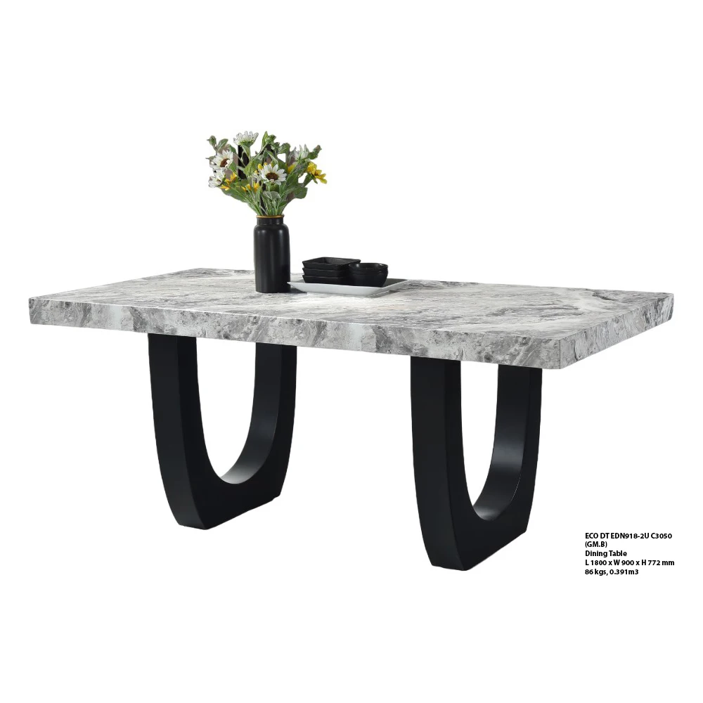 Malaysia Marble Dining Table Luxury Customized Modern ECC Material Durable Heat Stain Resistant EDN918 GMB Design Home Office