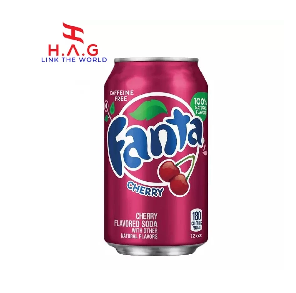 Fanta fat can 12oz x 12 cans/tray cherry flavor Carbonated drinks Fresh Taste Good Quality By Privated Brand