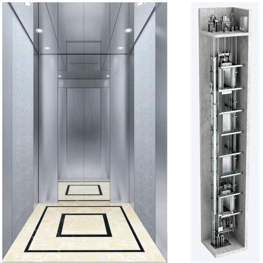 CE Approved 8 Floor Hairline Stainless Steel Modern Contemporary Elevator Lift Made in China