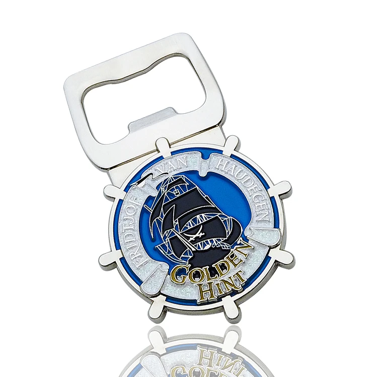 Funny challenge bottle opener logo punch metal embossed custom brass wholesale cheap 3d blank custom metal coin