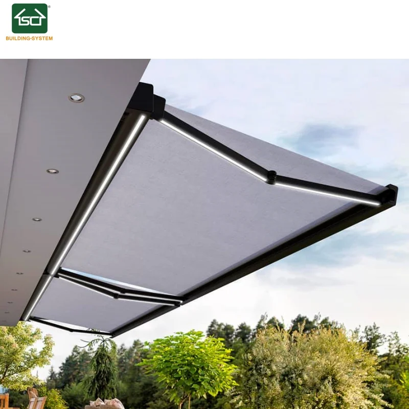 CE Approved Motorised Retractable Awning Roof mounted wall outdoor manual awning heavy duty rainproof awning