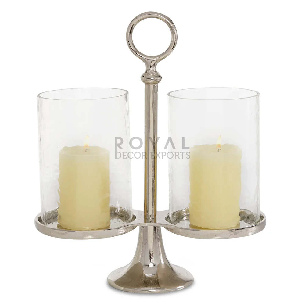 Glass Jars For Candle Elegant Design Candle Stick Stand Silver Aluminium Candle Holder Hot Selling Tea Light Metal Pillar