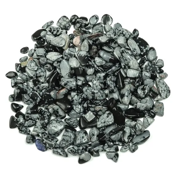 Wholesale 5mm-14mm Natural Snowflake Obsidian Decorative Crystal Stone Tumbled Gravel Chips Healing Meditation Reiki Stones