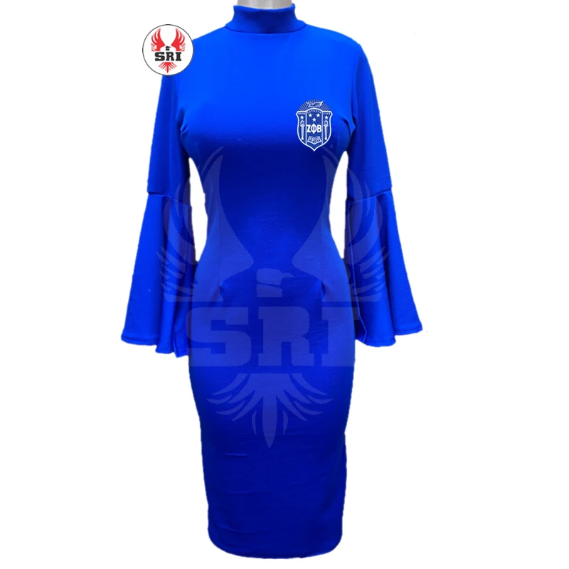 Zeta Phi Beta Sorority Embroidery Women Bell Sleeved Dress | ZPB Sorority Embroidered Ladies Custom Style Bell Sleeved Dress