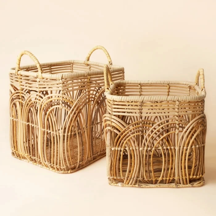 Cheapest Price Vietnam Rattan Woven Baskets Hand Waving Bamboo Storage Handicraft Large Clothing Hamper Home Organization