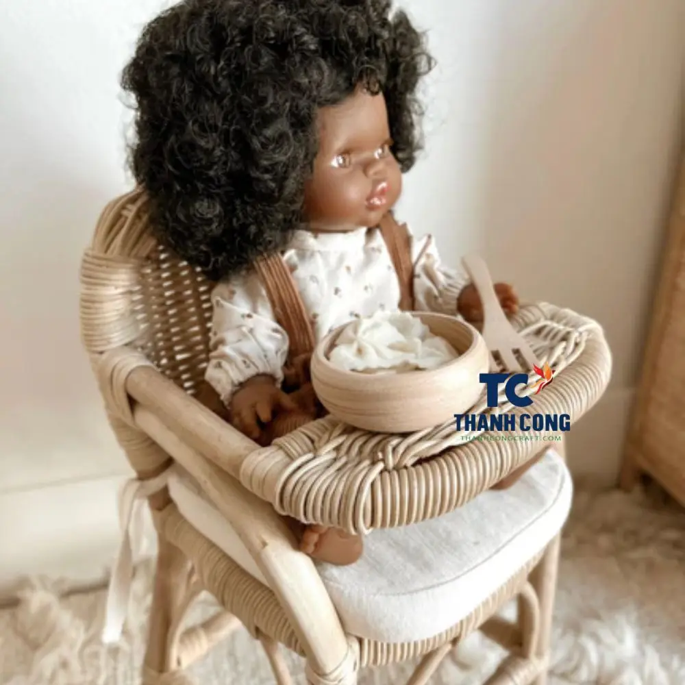 BEST SELLING play rattan crib rattan furniture toys for kids made in Vietnam Woven Wilde Rattan Doll High Chair