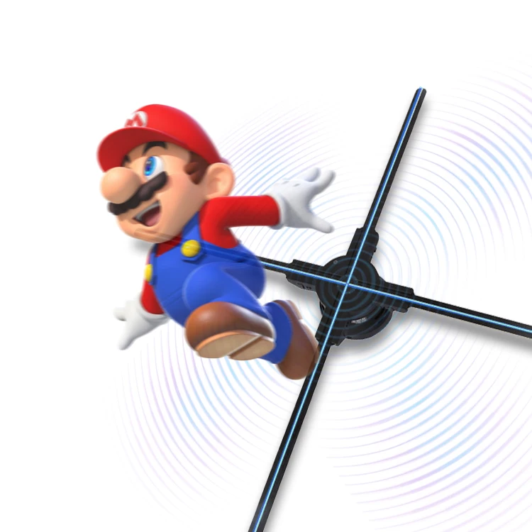 Giwox high brightness 1024P 65cm 3d led fan traceless installation Buckle synchronization 3d hologram fan for advertising