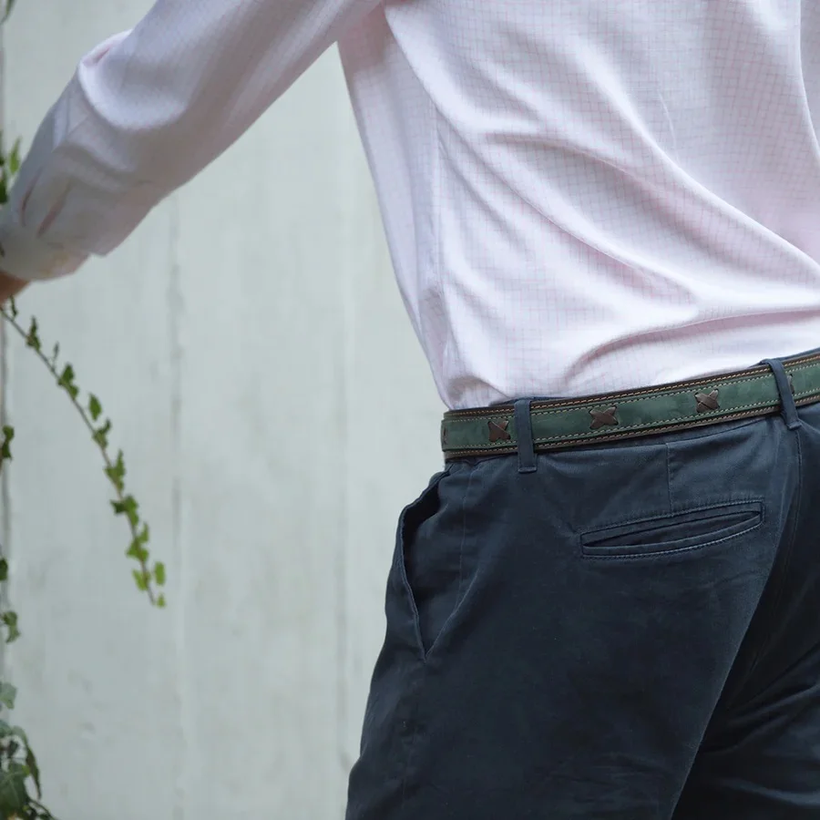 Nubuk belt Green High Quality Leather Argentinian Hand Made Polo Rider Belt Gaucho Belt horse