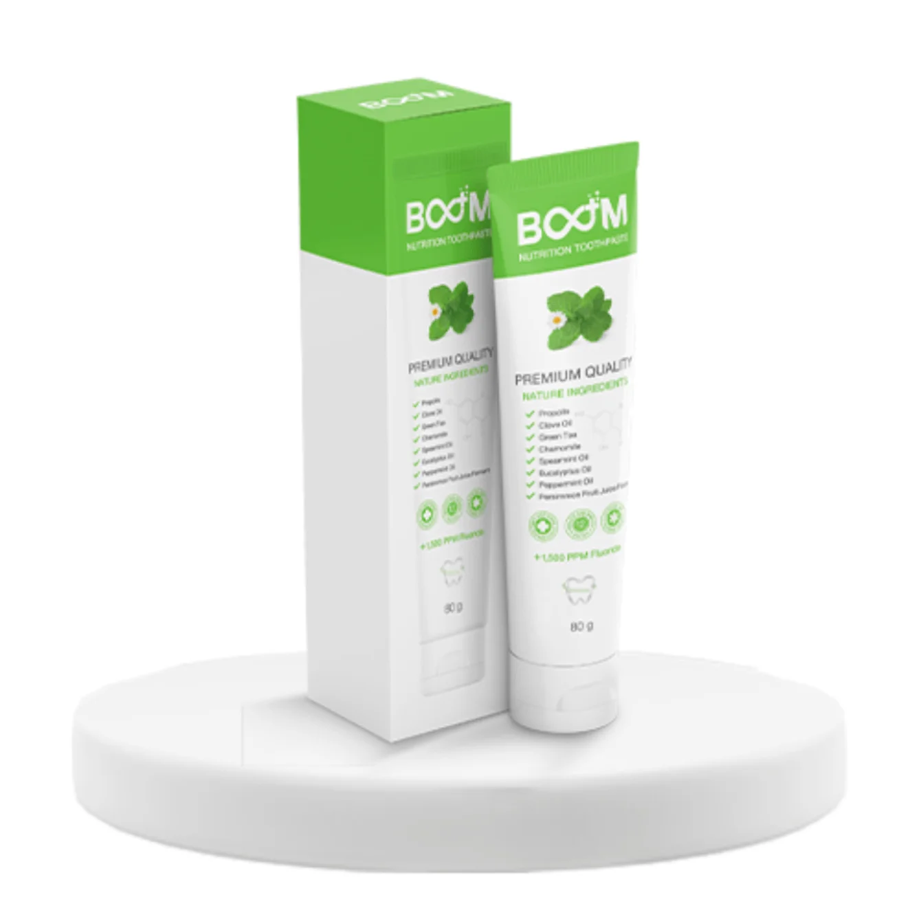 Natural toothpaste Premium quality 4 Natural extracts 4 Essential oils Fluoride 1500 ppm Propolis Chamomile Green tea extract